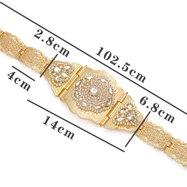 Spot Wholesale Algeria Moroccan Chic Caftan wedding 14k gold Metal belt for women adjustable chain