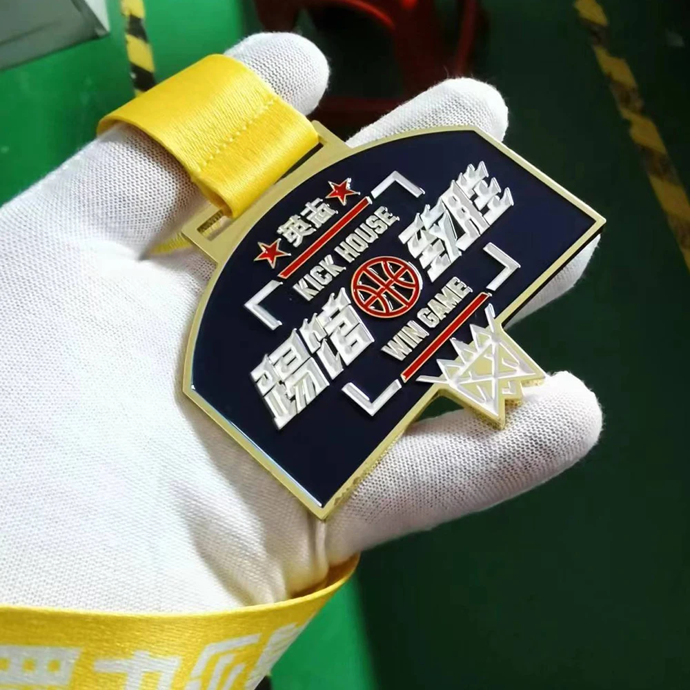 Custom  full in color  Zinc Alloy AmericaSport Creative OEM North Ribbon Logo Style  Technique Games basketball Medals