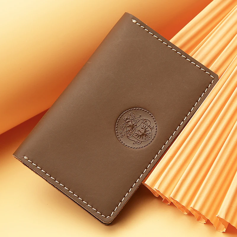 Crazy Horse Genuine Leather Men Front Pocket Mini Credit Card Holder Genuine Slim Minimalist Leather Wallet Card Holder