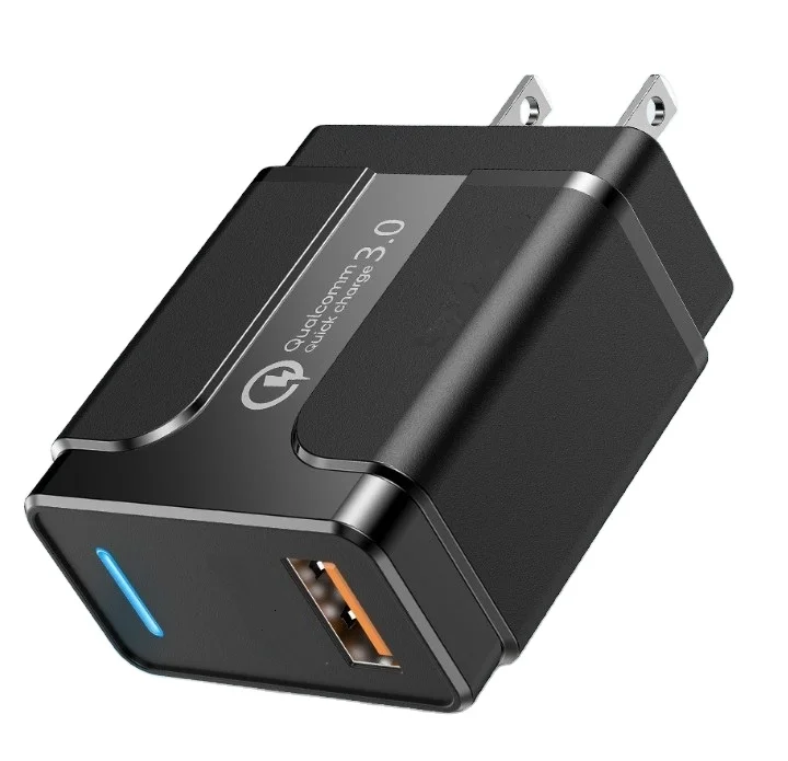 ETL USA 2 Pin Plug 18W QC3.0 Fast Charging USB Home Charger 5V 3A 9V 2A 12V 1.5A Wall Adapter For Mobile Phones