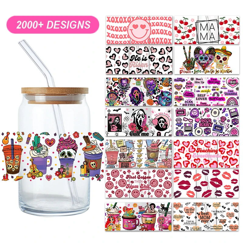 Princess 16oz UV DTF Cup Wrap Transfers Princess Transfer Paper & Film For Tumbler Libbey Glass Can Cold Transfer