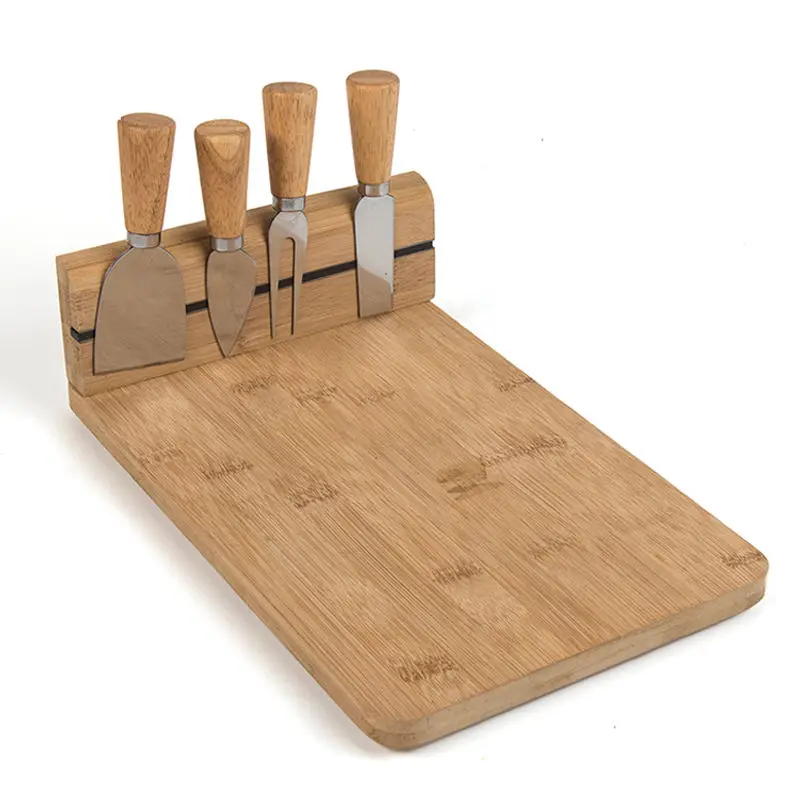 Bamboo Charcuterie Cheese And Knife Set Cutting Board With Cutlery