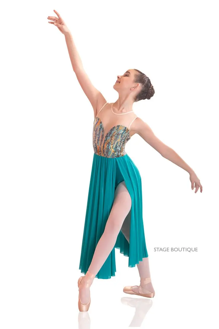 Jewel Teal Lyrical Dress Slow Modern Classical Dance Costume Dance Wear