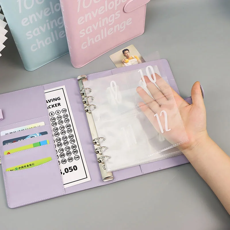 Replacement 25 sheets 100 envelopes money saving challenge a5 ring binder inserts pre-labeled 1-100 money pouches for cash
