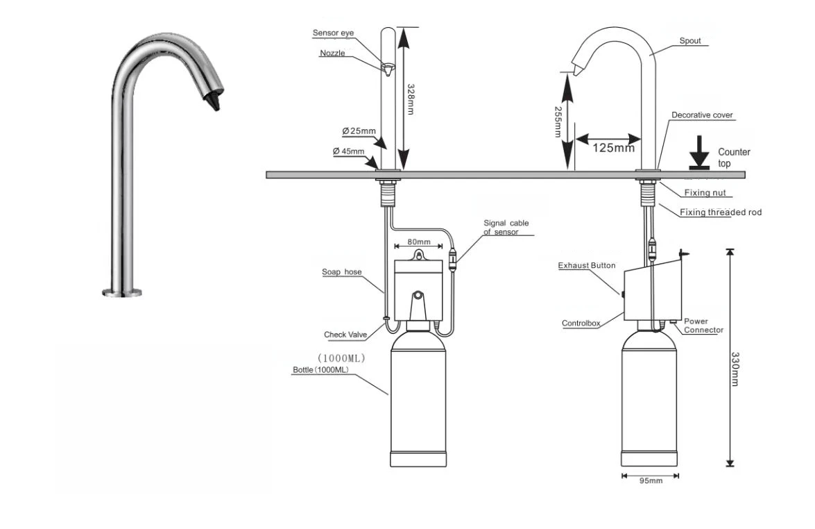 Touchless Public Toilet Induction Soap Dispenser Chrome Dispensador De Grifo Inteligente Automatic Faucet with Soap Dispenser