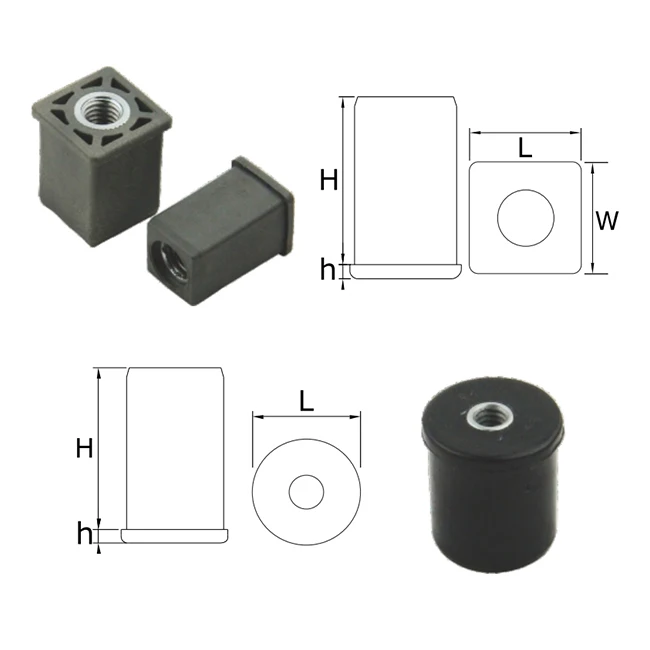 REACH Customized M6 M8 M10 M12 M16 School desks and chairs Pipe to Casters Nylon HDPE PA6 pipe Tube end Plastic Threaded Insert