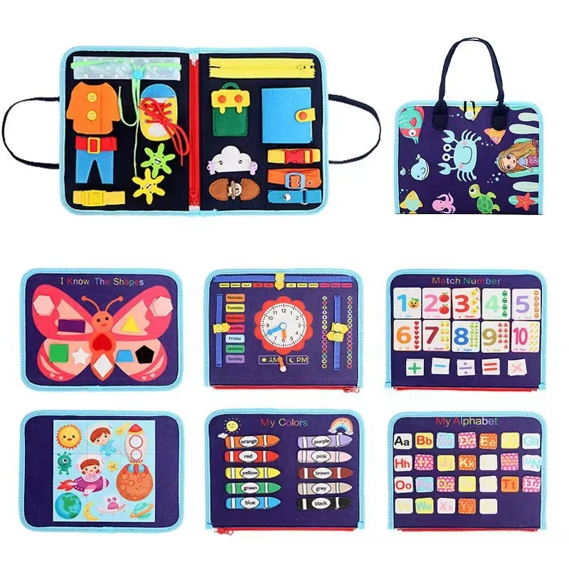 New Toddlers Busy Board   Sensory felt learning Board Montessori Toys