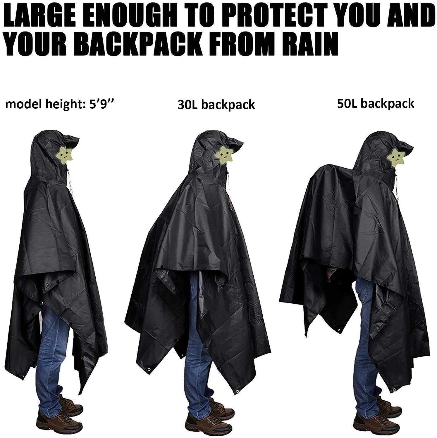 Непромокаемый плащ-пончо из полиуретана с сумкой для хранения