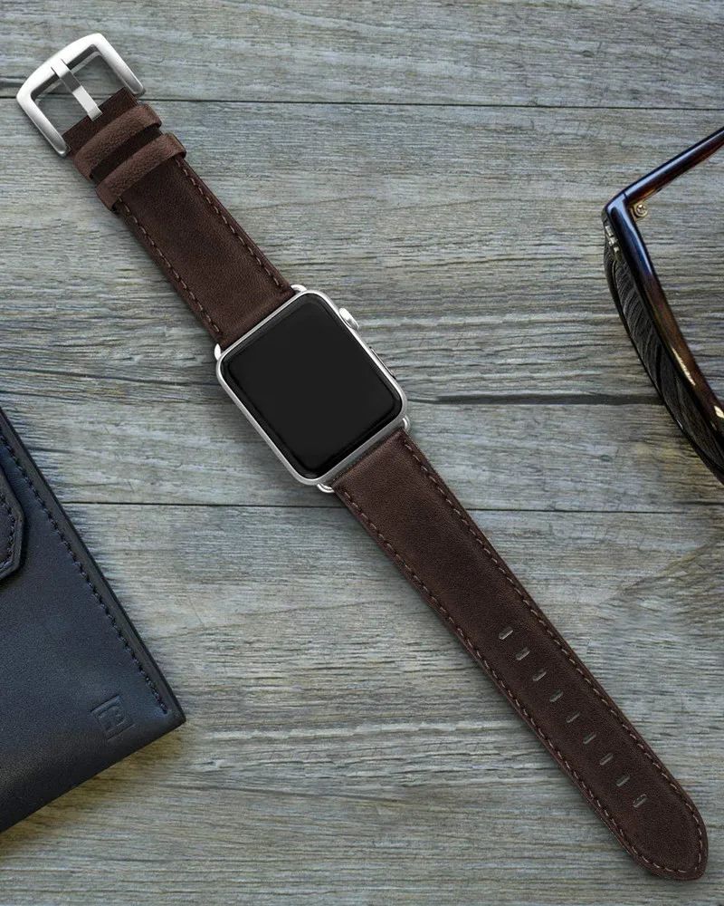 Спортивные Correa Para часового пояса манжеты браслет ручной работы из кожи для Apple Watch Series натуральной наручных часов Iwatch