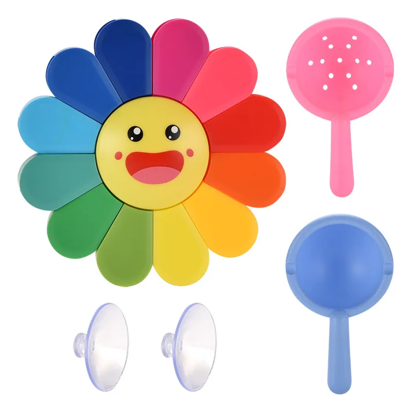 Creative new kids play water sunflower shower toy baby cute colorful windmill 360 degree rotating water wheel bath bathroom toys