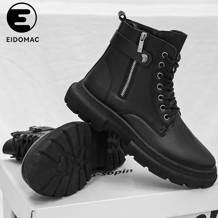 Personalized Leather Boots Zipper Flat Hoodie Harlan Boots Promotion High Quality Ankle Boots 2024 Autumn