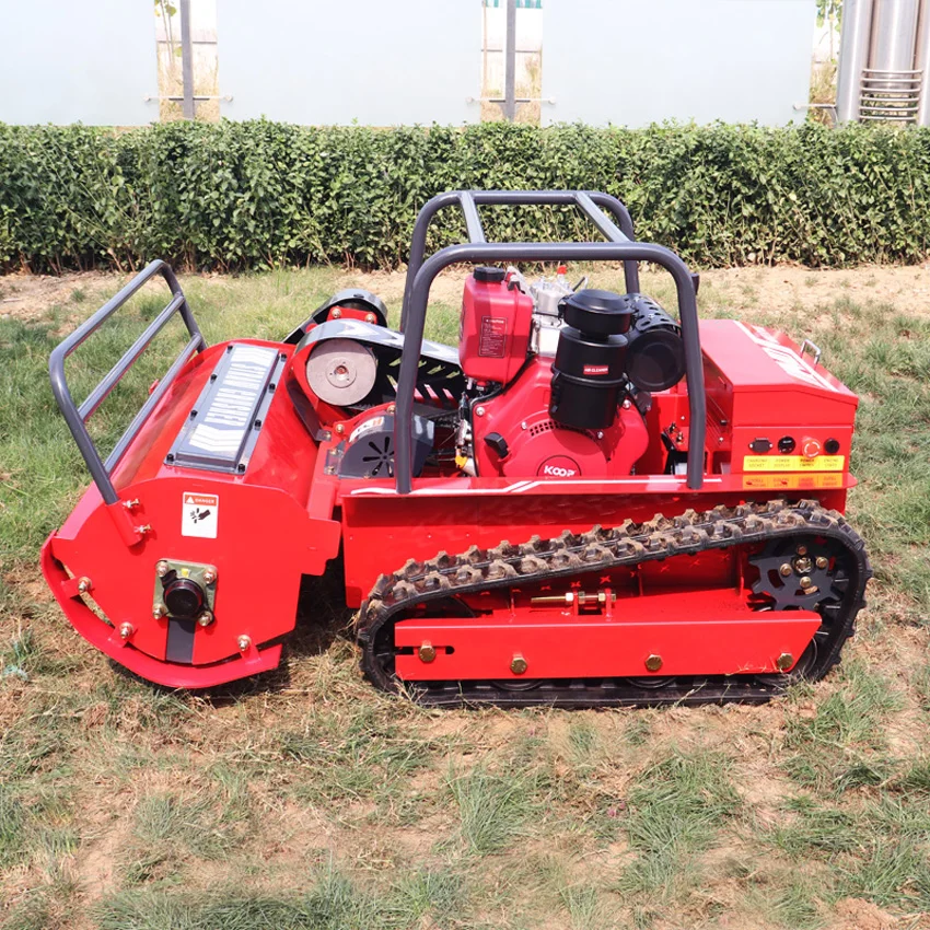 New Arrival Mini Farm Flail Lawn Mower 800mm 1000mm 1200mm RC Home Robotic Diesel Power Crawler Lawn Mower For Grass Cutting