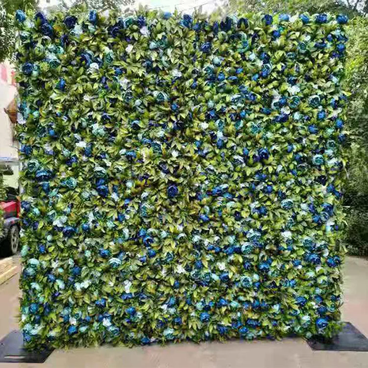 Y019 Wholesale Wedding Decorative Silk Fake Floral Wall Panel Roll up Flower Backdrop Artificial Peony for Sale