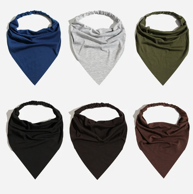 New cotton Elastic Large Boho Triangle Bandana  Non Slip Solid Color Triangle  headband  Head Scarves  for Teen Girls