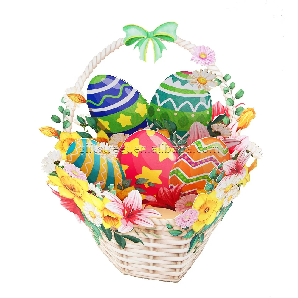 Новейший дизайн Happy Easter 3D Pop Up Card Пасхальный кролик яйцо корзина пасхальные всплывающие карты