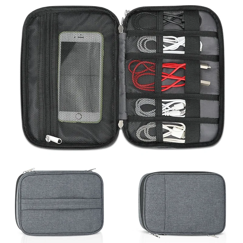 Multi-Function Big Capacity Handy 2 Layers Waterproof Polyester Organizer For Data Cable Notebook Charger