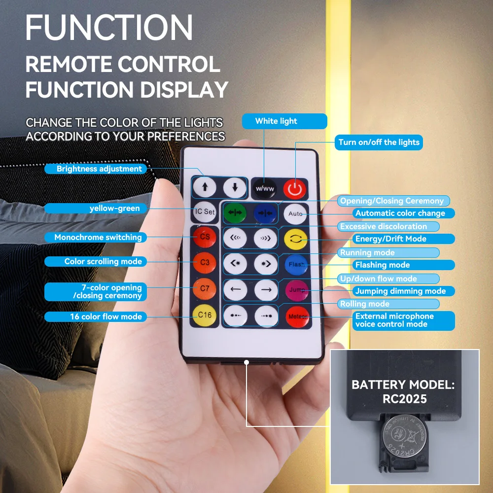 Modern Nordic LED Atmosphere Light RGB Colors Standing Lamp Remote&APP Hotels Standing Lamp Corner Light for Living Room