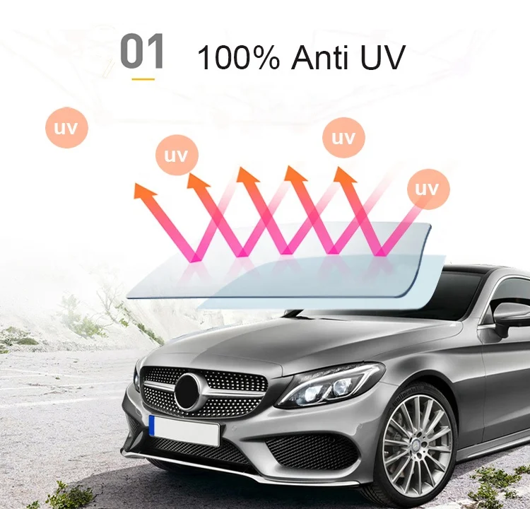 Sun Heat Control Solar Car Window Tint Film UV Protection Cheap 2MIL Auto Tint Film VLT 70% 45% 35% 18% 8%