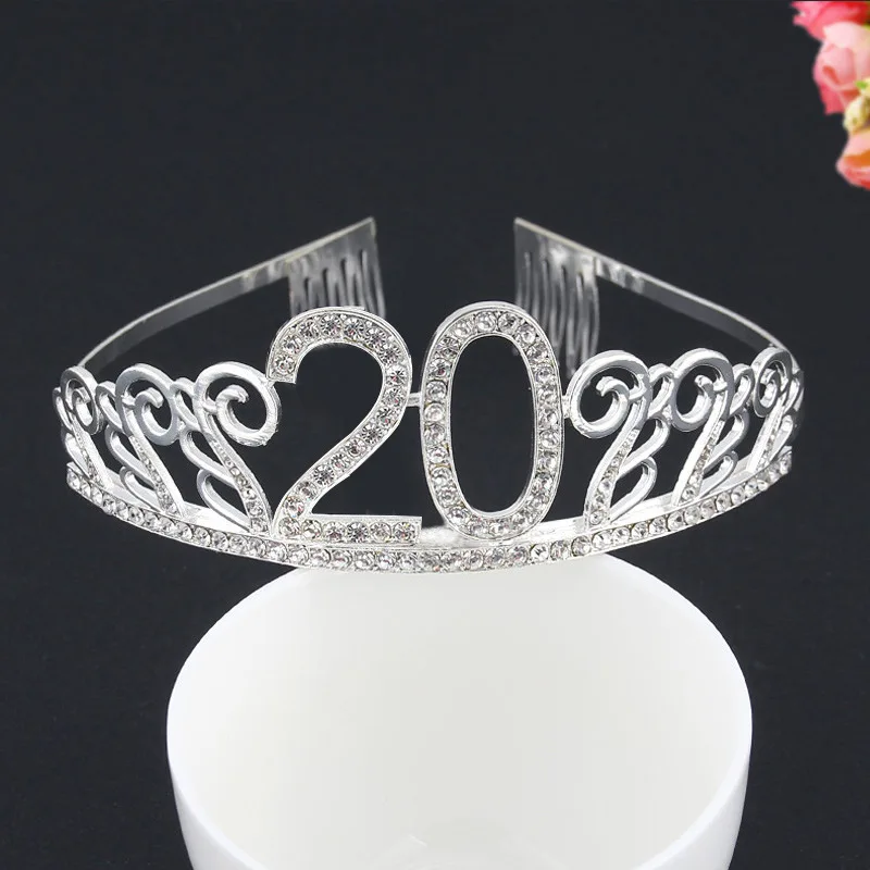 Crystal 30 40 50 years old  comb HAPPY Birthday Crown Tiaras