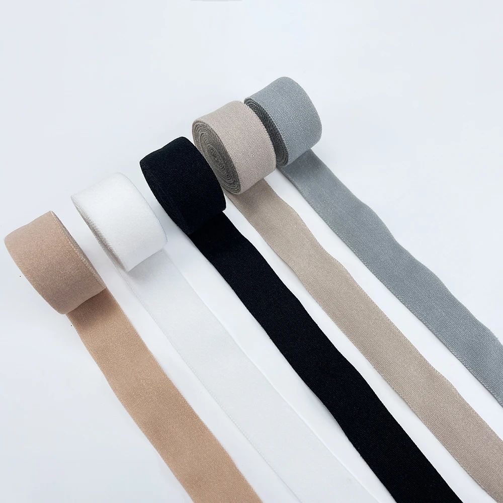 Manufacturers customize polyester narrow weave webbing soft folded elastic wrap edge webbing for underwear