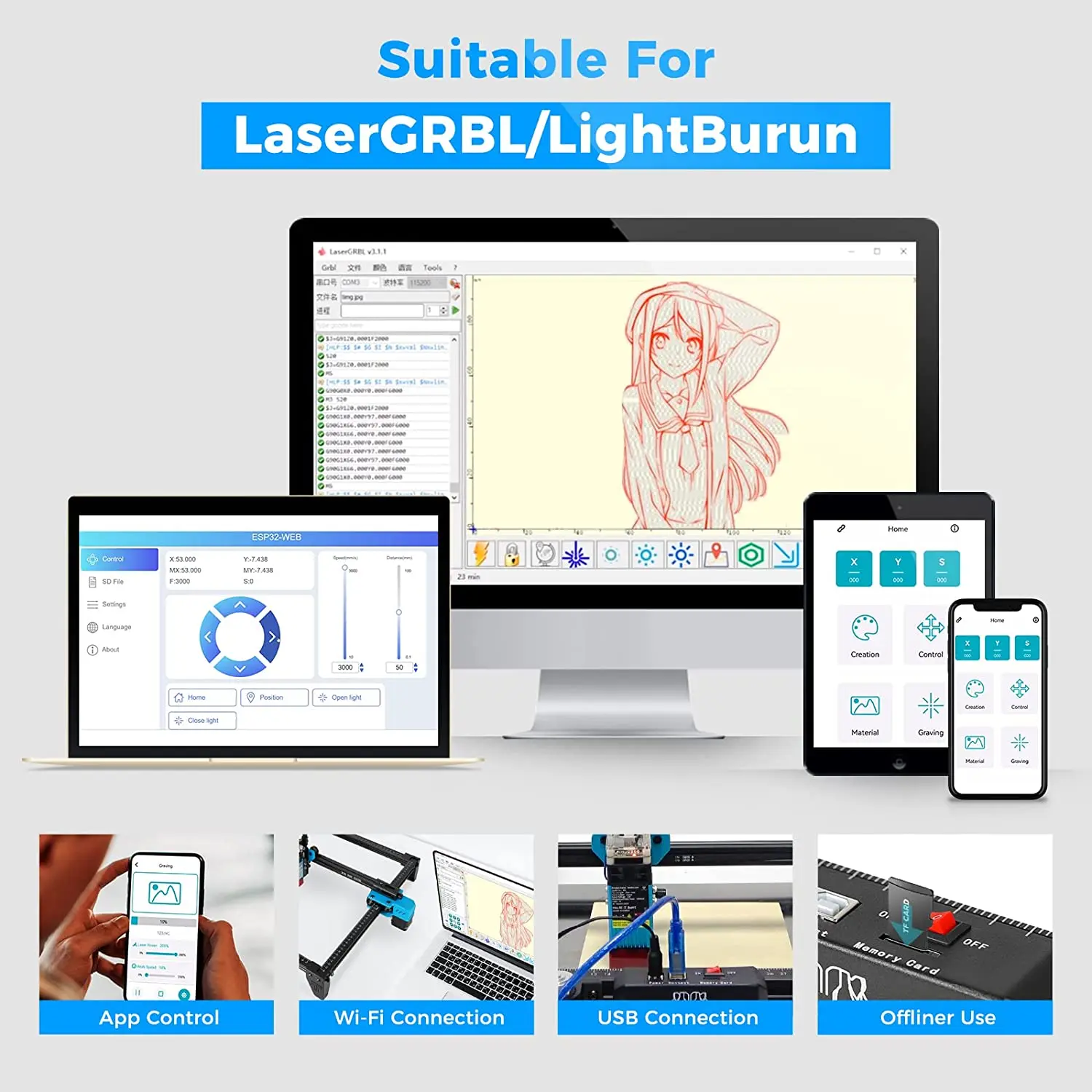 TWOTREES TTS10 80W Automatic Laser Engraver for Metal Wood and Fountain Pen Cylindrical Object Laser Engraving Machines