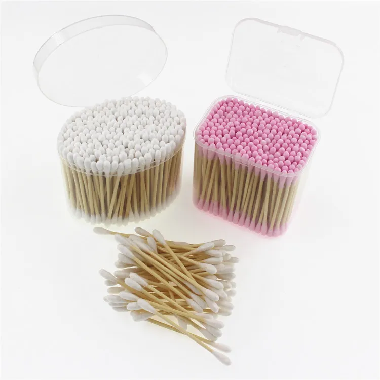 Double Head Quality Pink Disposable Gift Swab Cotton Bud For Ear Clean