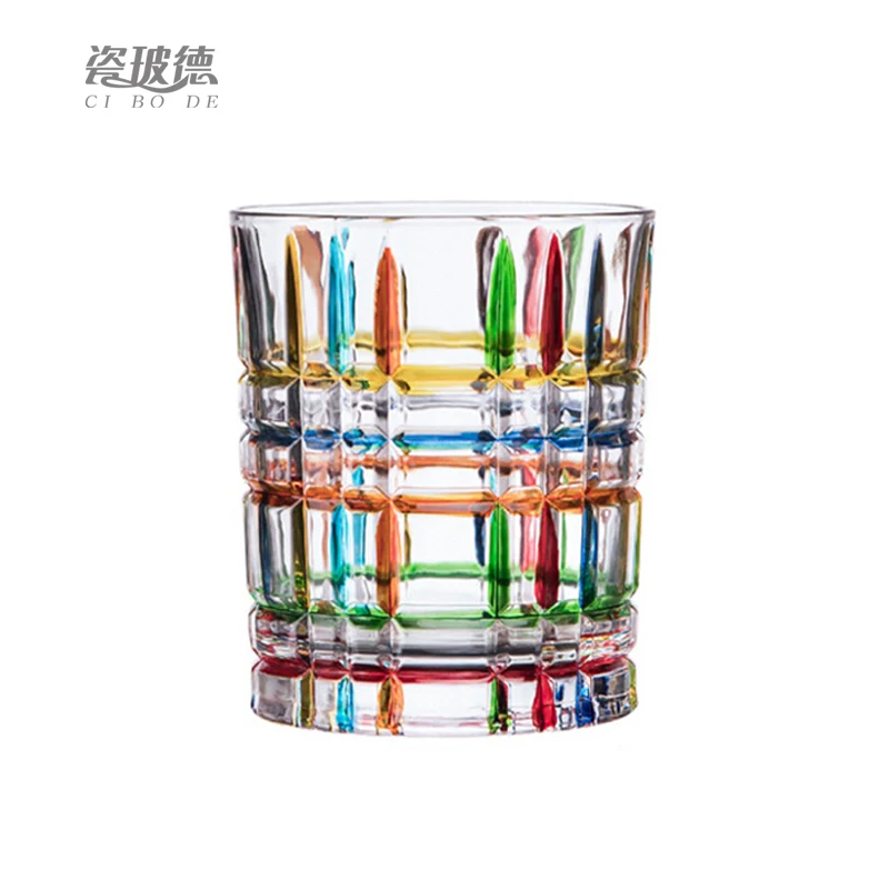 Colored shot glasses Creative Clear Crystal Handcrafted Twist Square custom whiskey glass Sake Whiskey Burgundy