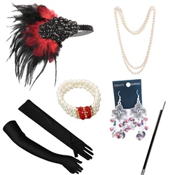 Gatsby Women Hair Accessories Suit With Crystal Rhinestone Feather Headpiece Jewelry Eardrop Cigarette Holders For Women
