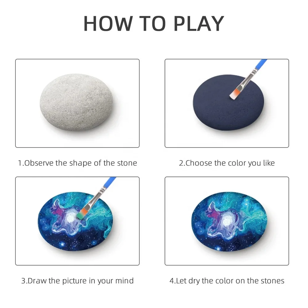 Со шпилькой креативный ручная работа граффити каменные Игрушка Дети DIY galaxy рок-н-набор для рисования Рисование искусство и ремесло светятся в темноте 20 Камни краски