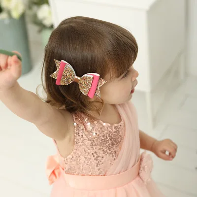 
Glitter Leather Hair Bows Lovely Girls Wedding Party Headwear Hair Clips For Princess Girls Handmade Hairgrips Hair Accessories 