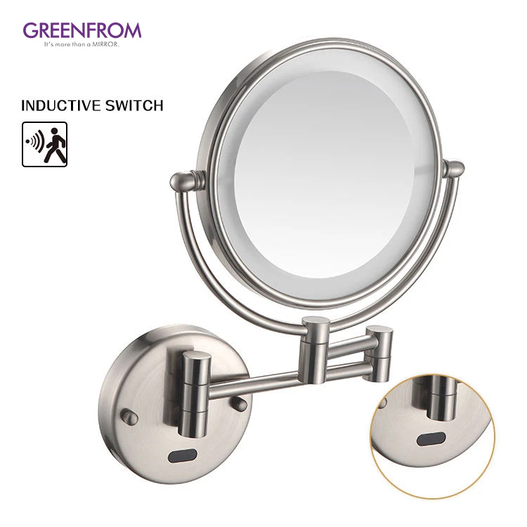 Led Double Sided Bathroom Magnifying Mirror Extendable Wall Mounted Makeup Mirror