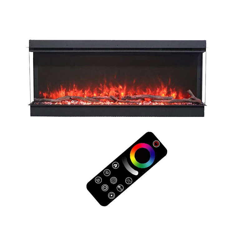 Remote control Recessed Decorative 1500w Electric Hanging Fireplace Heaters Multi Sided Fire Place 40 Inch