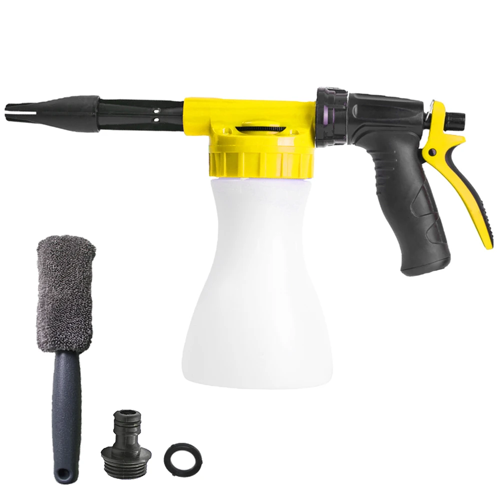 Садовый водяной пистолет, емкость 0,9 л, легкая садовая насадка для распыления, широко используемая пластиковая пенная насадка для мойки автомобилей