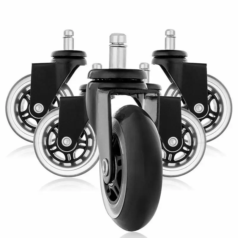 Hot selling swivel stem wheels transparent black 3 inch pu swivel office chair furniture caster wheel
