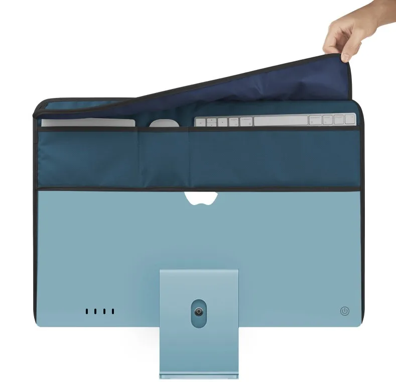 Monitor Dust Cover for iMac PU Leather Protective Screen Dust Cover Sleeve with Rear Pocket Compatible with iMac 24inch