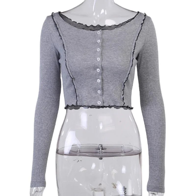 
2020 new arrivals Autumn collection women sexy long sleeve v neck knit blouse ladies crop tops 