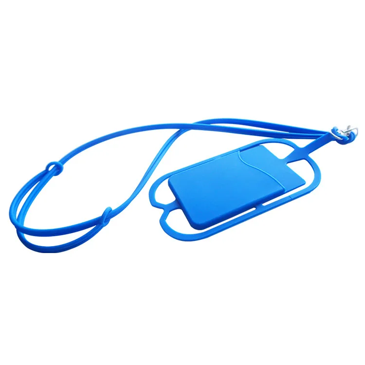 Universal Silicone Cell Phone Neck Strap Lanyard With Credit Card Pocket Holder