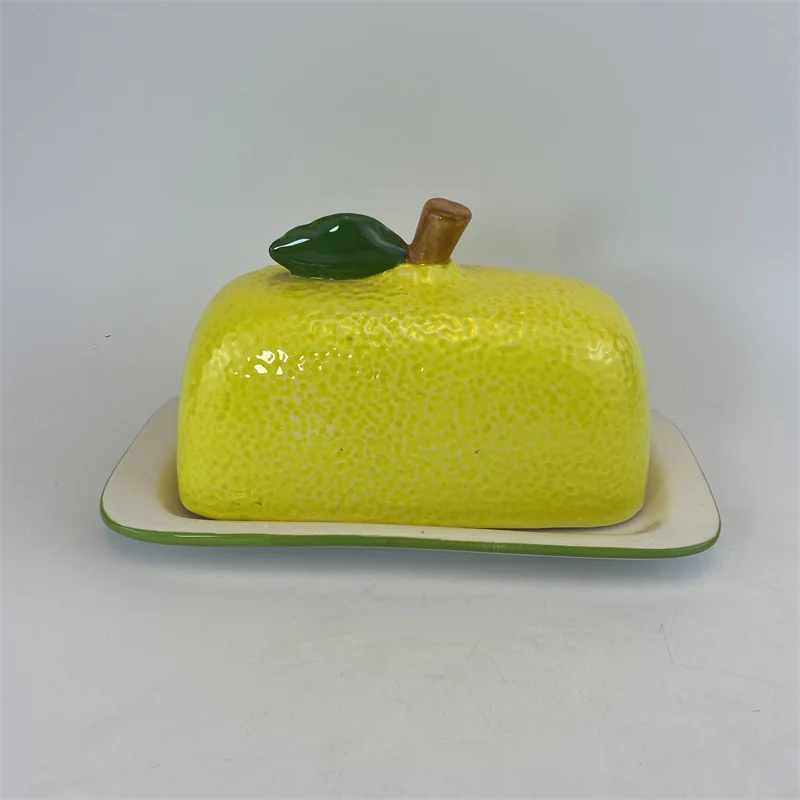 Creative Fruit Design Butter Plate Cake Serving Plate Personalized Ceramic Butter Dish With Cover