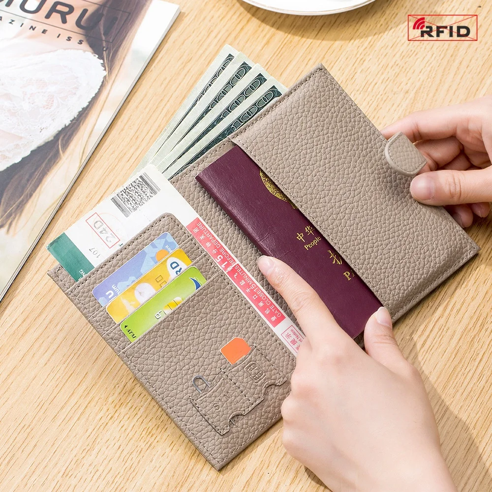 custom logo passport finder wallet RFID Blocking genuine leather Passport Case travel wallet slim pocket passport card holder