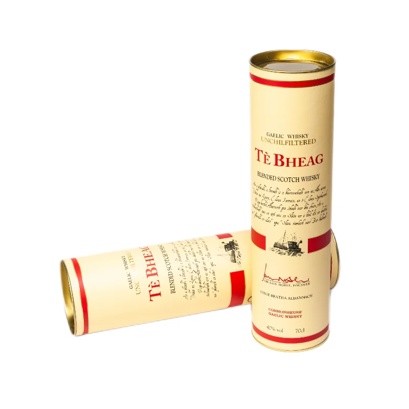 custom cardboard wine tube paper tube packaging for wine bottles with gold foiling