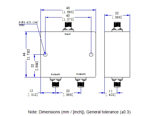Small power low frequency 5 - 1000MHz 2 Way Wilkinson power divider fm antenna splitter