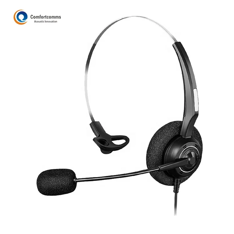 
Comfortcomms Monaural Noise Cancelling Telephone Headset with QD coil cable for Call Center 