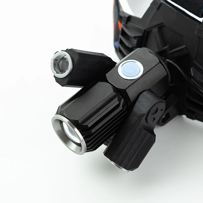 Multi-angle Zoomable Headlamp Super Bright LED Rechargeable Headlight for Running USB Cable 4 Modes 3LED