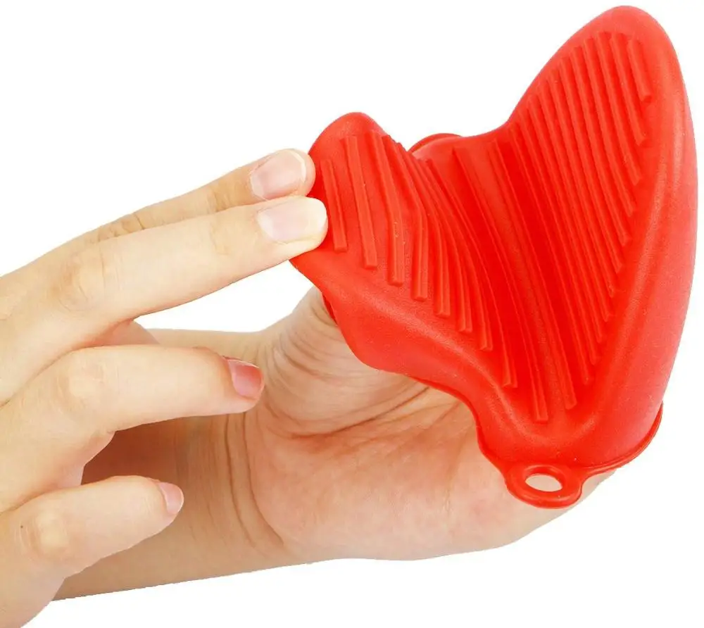 Kitchen Silicone Heat Resistant Oven Mitts Cooking Baking Gloves Insulation Non Stick Anti-slip Pot Bowel Holder Clip