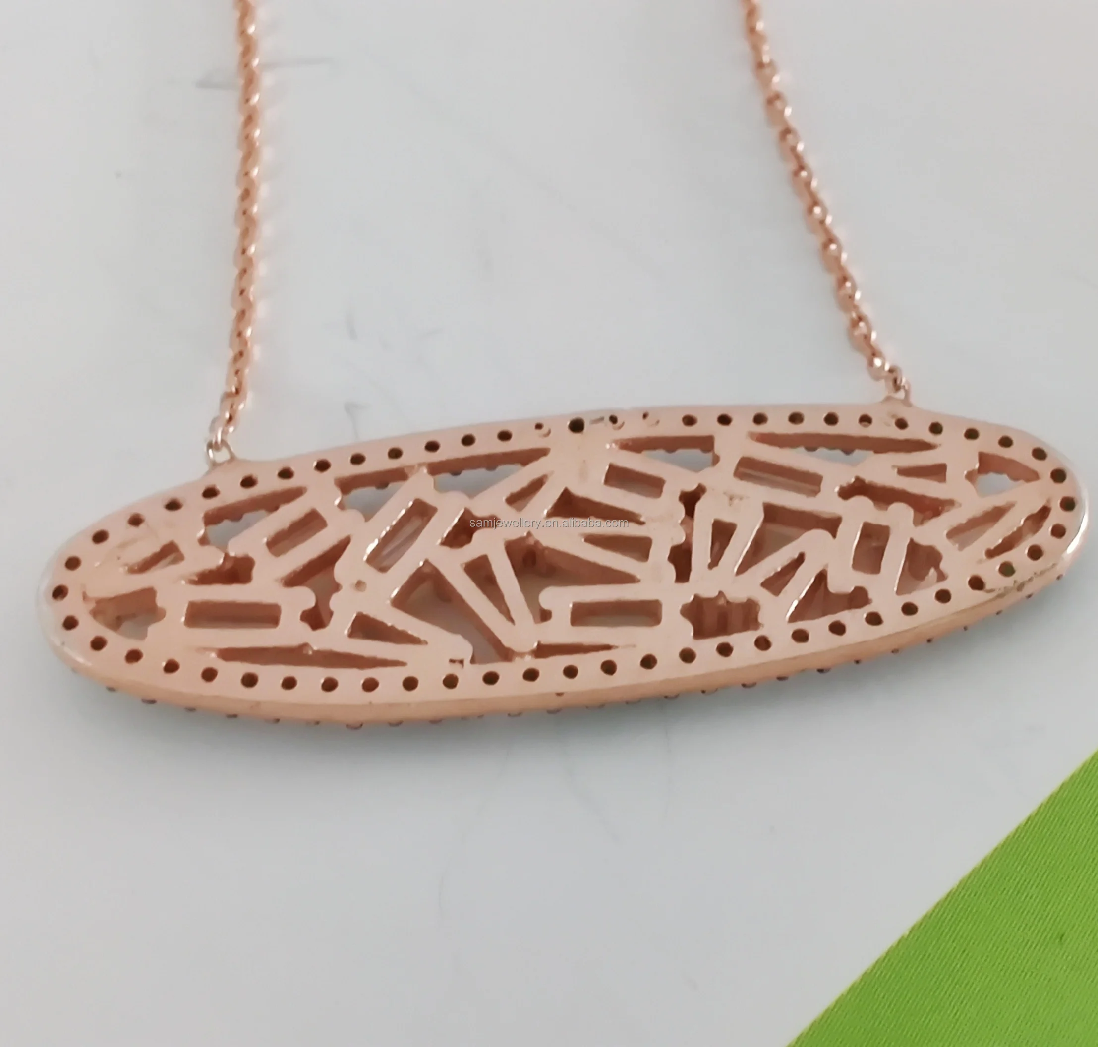 Agent China Emerald Cut Cubic Zircon 925 Silver Plating Rose Gold Necklace For Women 2023