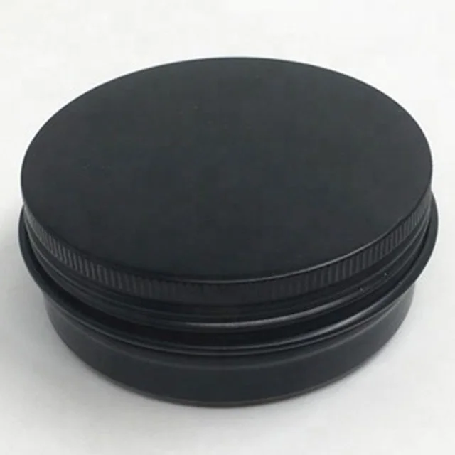RTS 68*25mm 2oz 60ml matte black round 60g aluminum cosmetic jar aluminium tins with screw cap for cream the balm shoes ointment