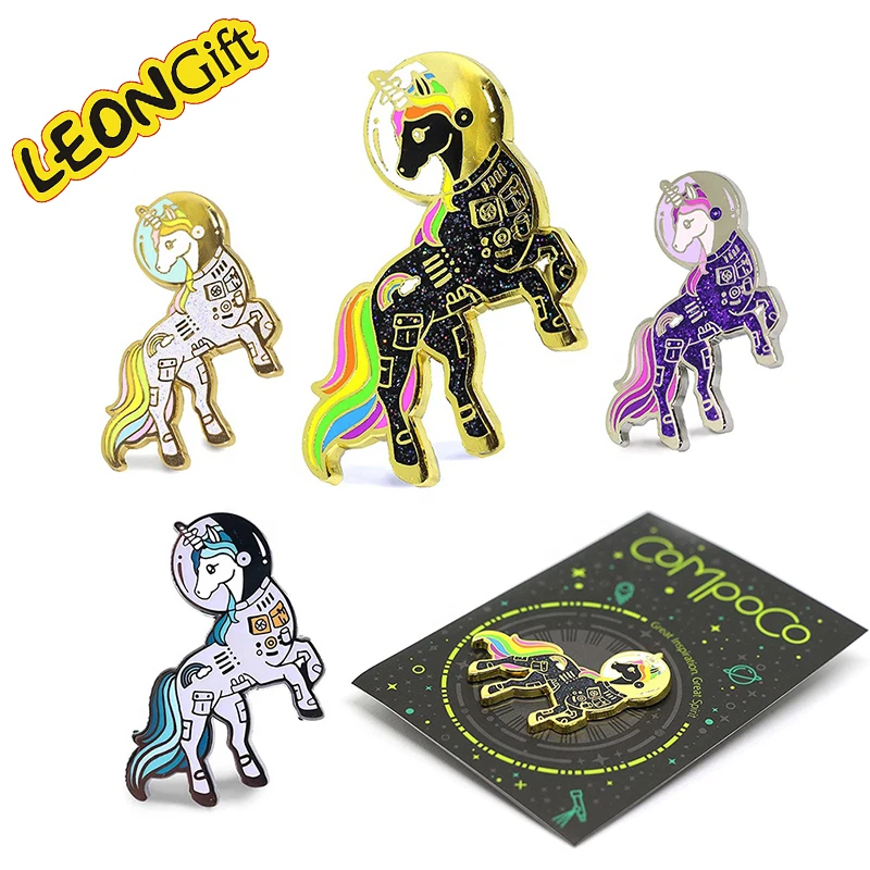 Leon Metal Gift hard enamel custom brooch unicorn custom enamel pin badge Metal 3D magnetic Lapel Pins pin enamel