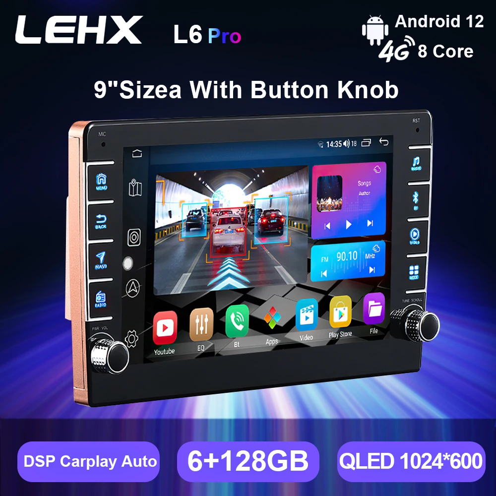 LEHX 8 дюймов ядер 4G IPS DSP 2Din Android Auto Carplay Универсальная автомобильная радио мультимедийная GPS навигация с кнопкой