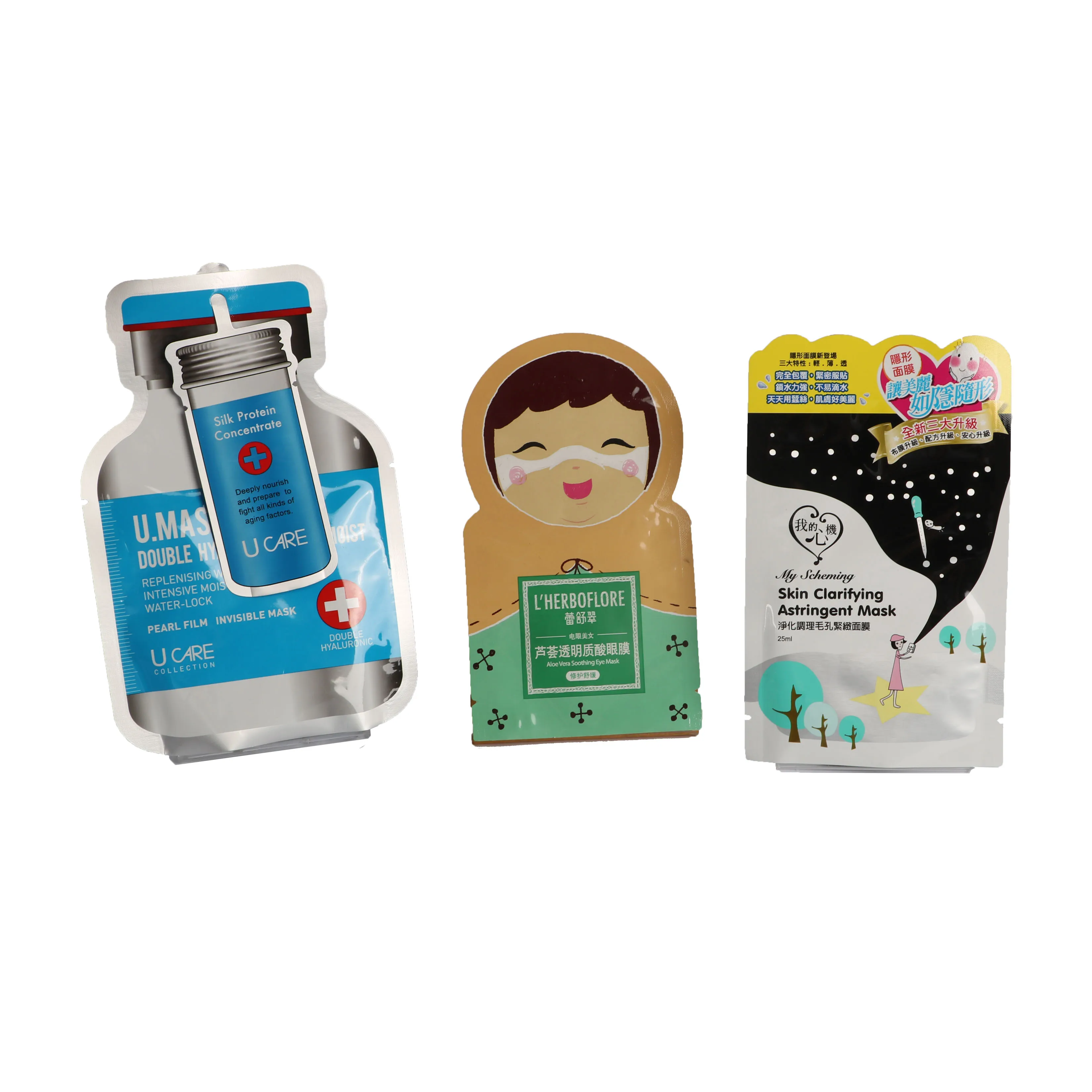 China Manufacture Special Shape Laminated Plastic Aluminium Facial Masks Packaging Bag
