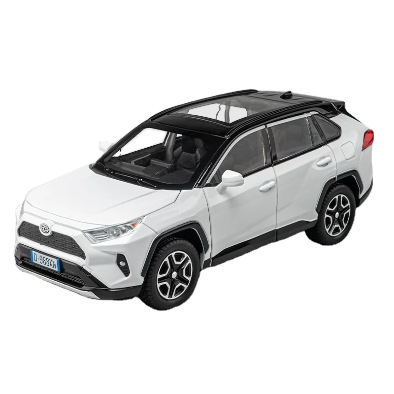 1/22 RAV4 Diecast Vehicles Alloy Model Car Toy Luxury Car Simulation with Light and Sound